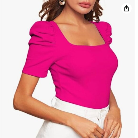 Vibrant Pink Puff Sleeve Top - Picture 1 of 9
